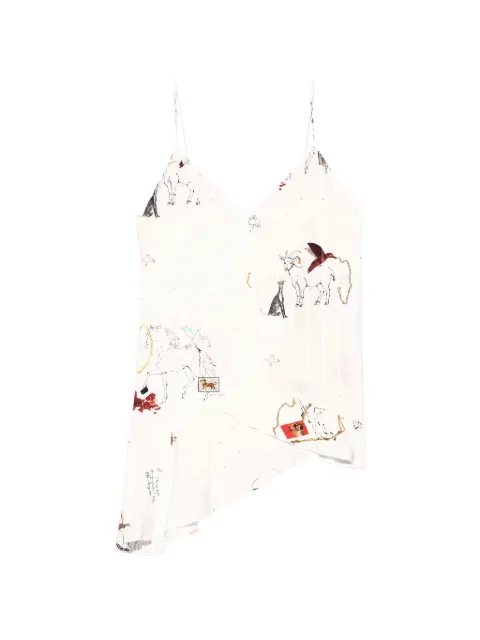 BIMBA Y LOLA  Animal Chain collage vest top with ruffles