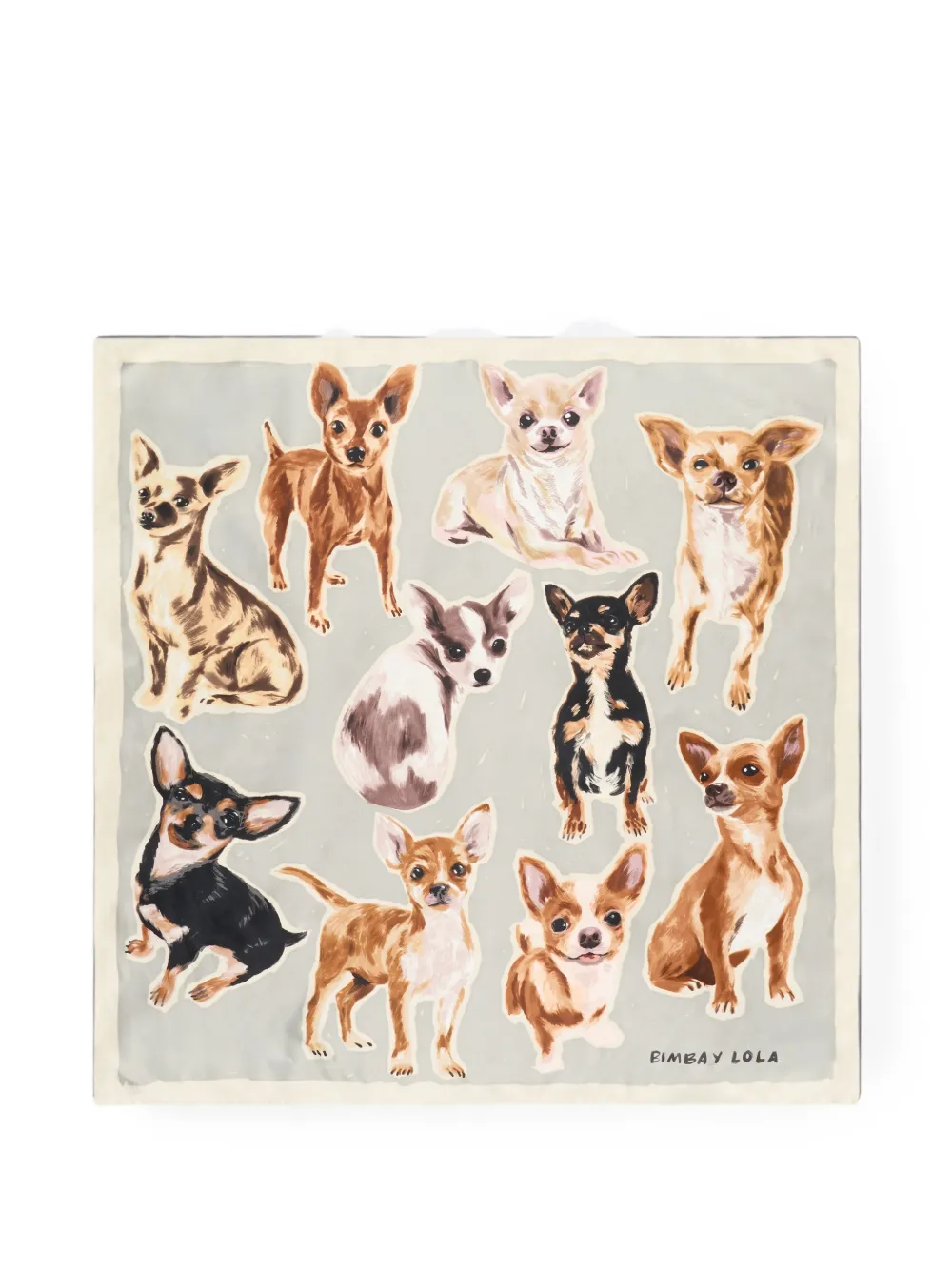 BIMBA Y LOLA chihuahuas grey scarf - Grigio