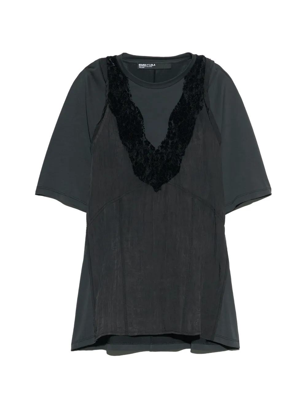 BIMBA Y LOLA black washed lace chest T-shirt