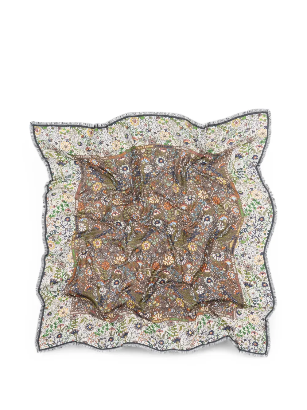 BIMBA Y LOLA Sjaal met bloemen-print en logo Beige