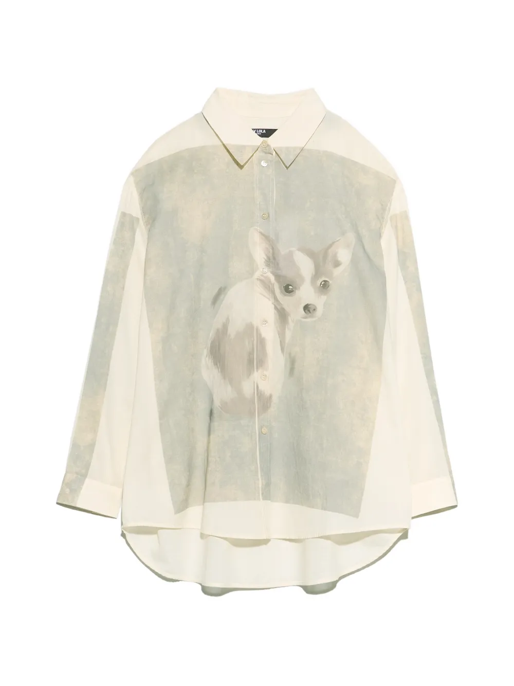BIMBA Y LOLA light-gray Chihuahua placement print shirt