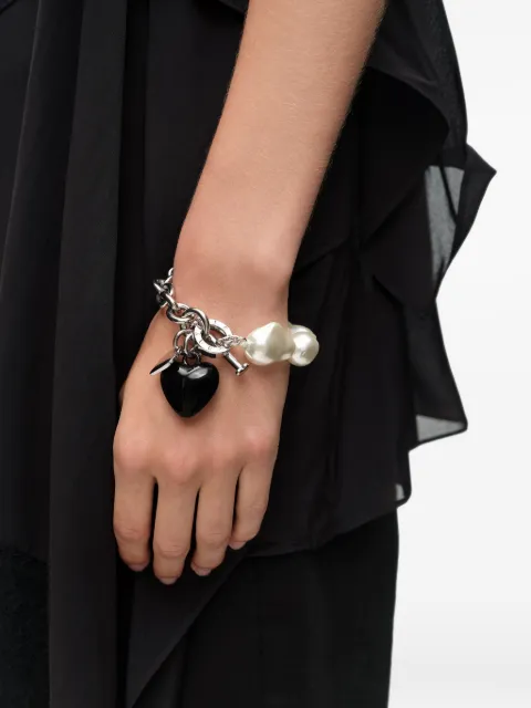 BIMBA Y LOLA chain and pearl black heart bracelet
