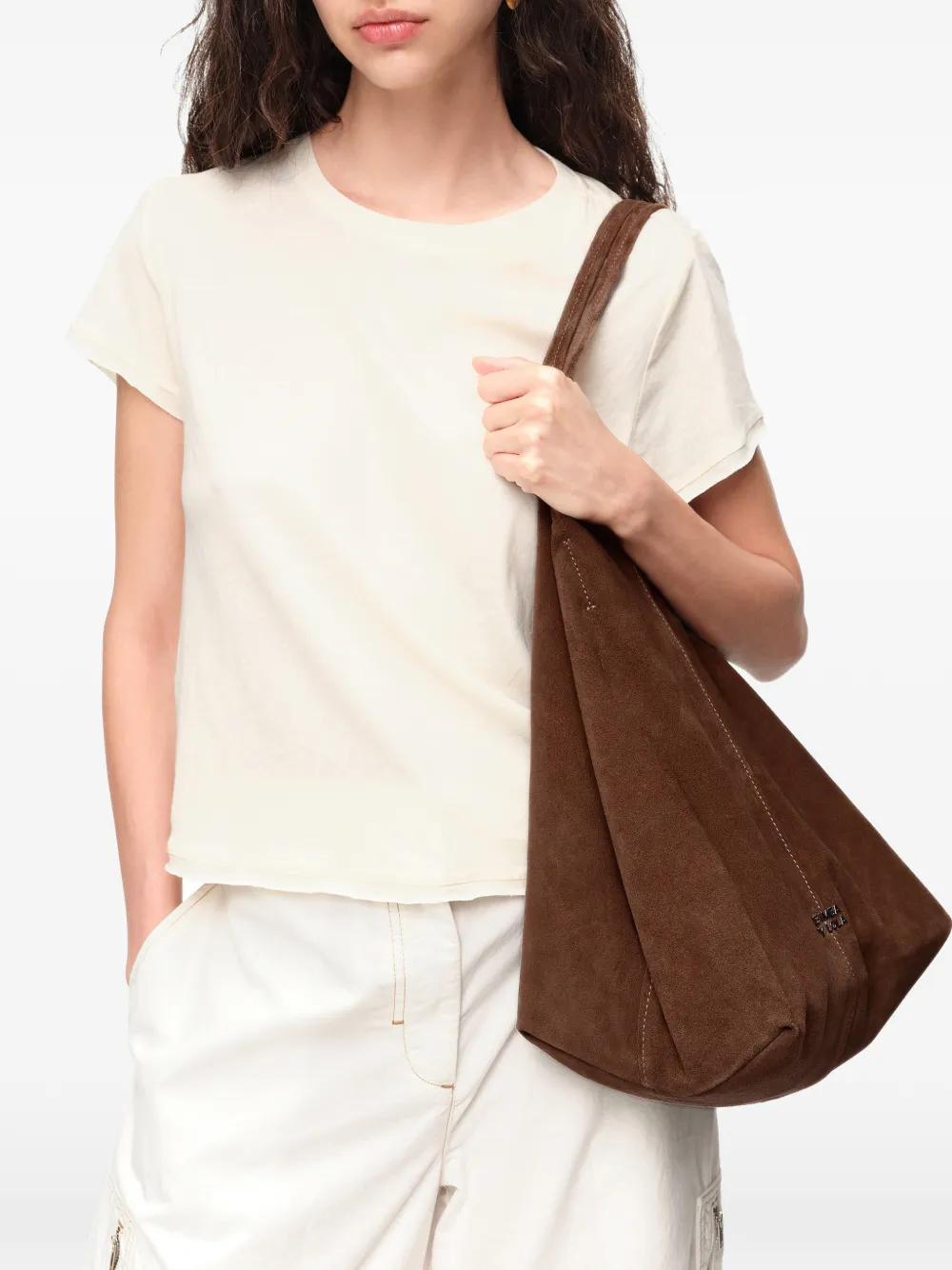 BIMBA Y LOLA coffee suede maxi shopper bag Bruin