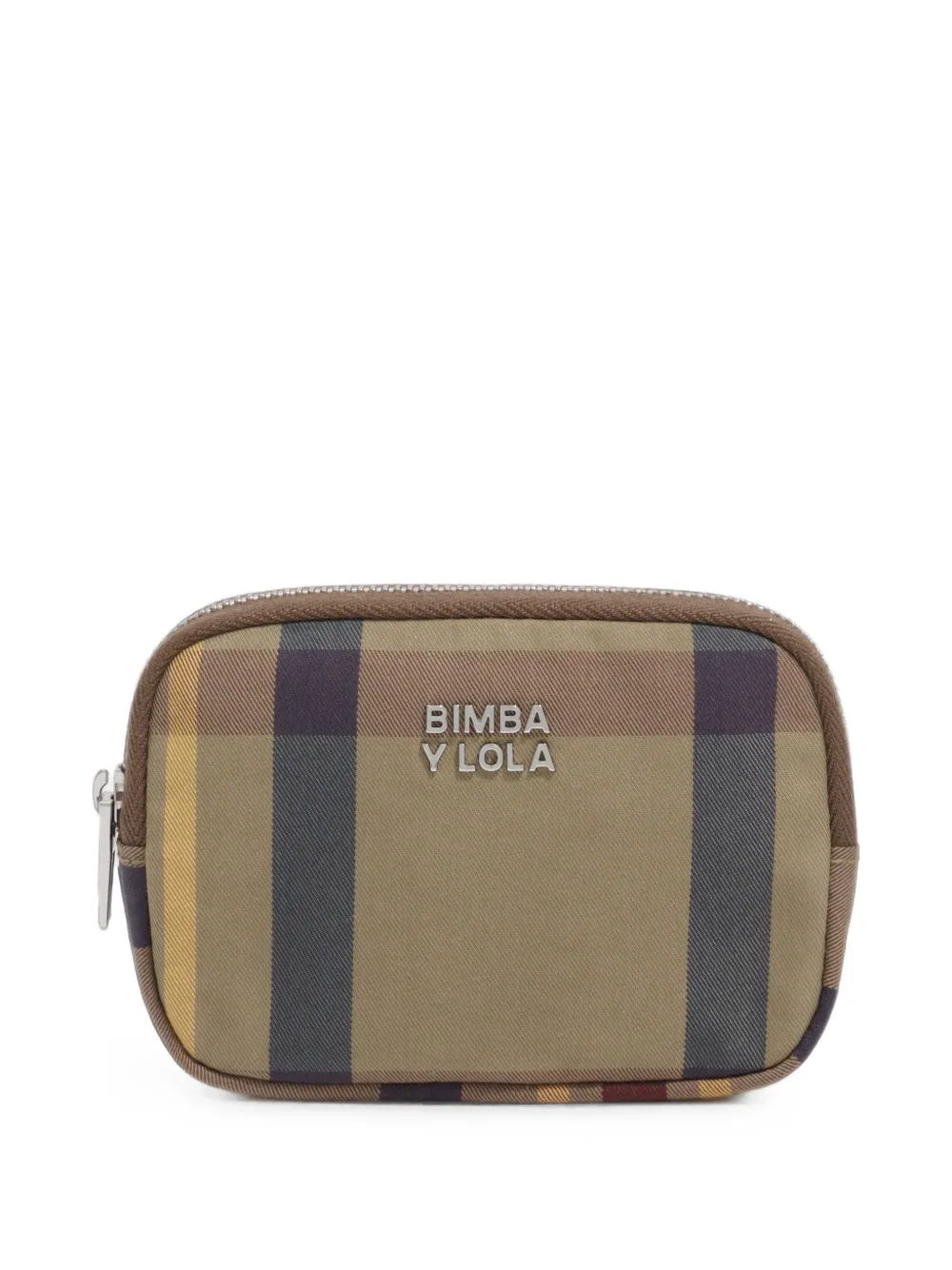 BIMBA Y LOLA khaki and garnet tartan jacquard coin purse - Toni neutri