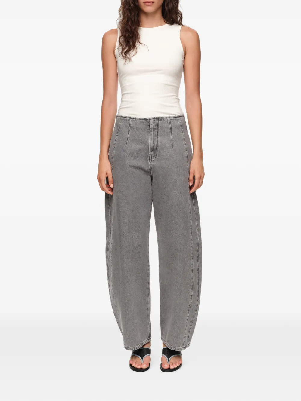 BIMBA Y LOLA Barrel grijze denim broek met gesp Grijs