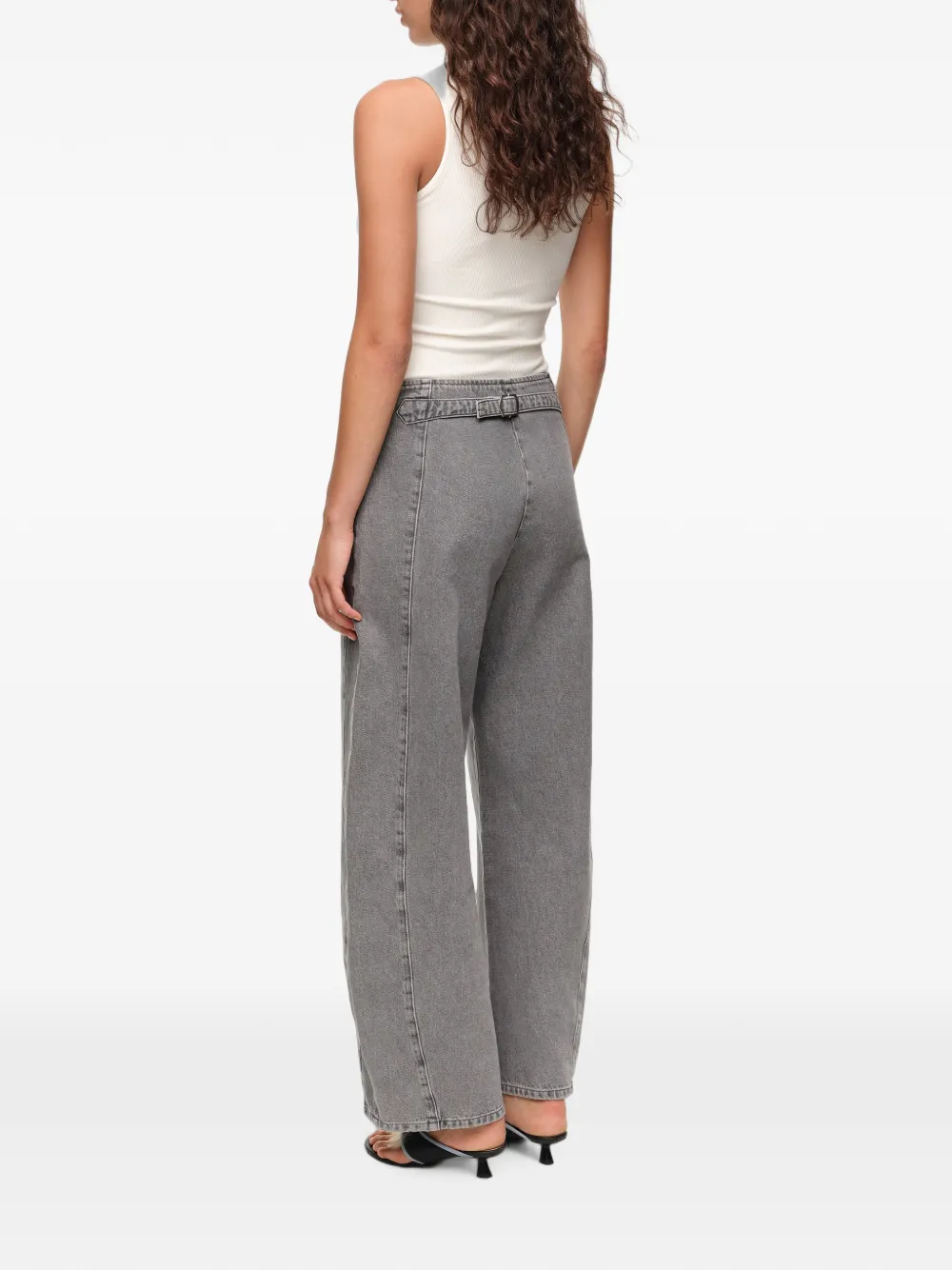 BIMBA Y LOLA Barrel grijze denim broek met gesp Grijs