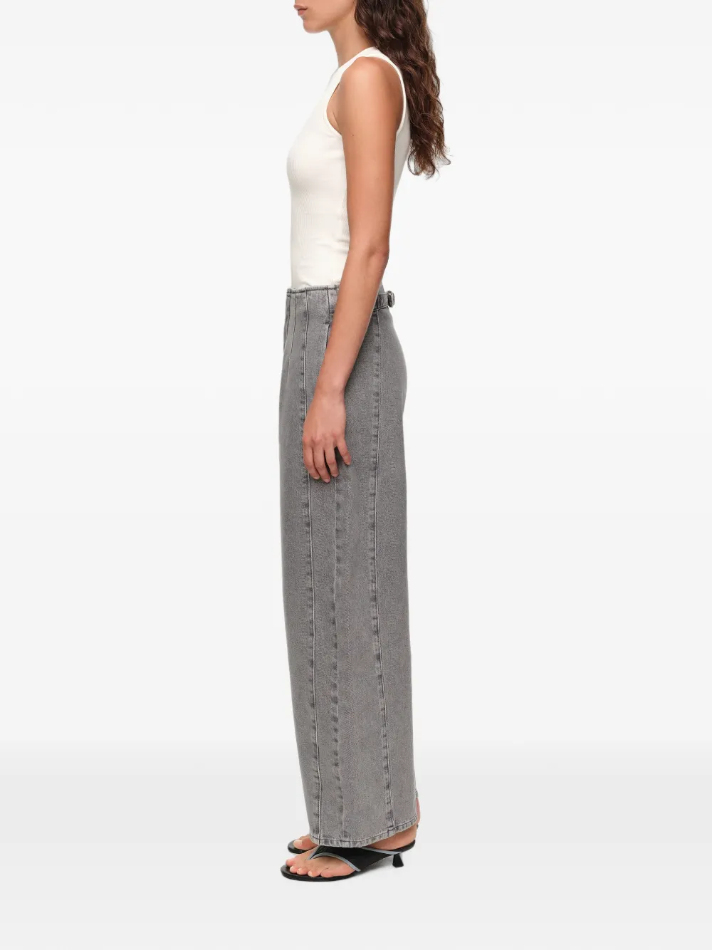 BIMBA Y LOLA Barrel grijze denim broek met gesp Grijs