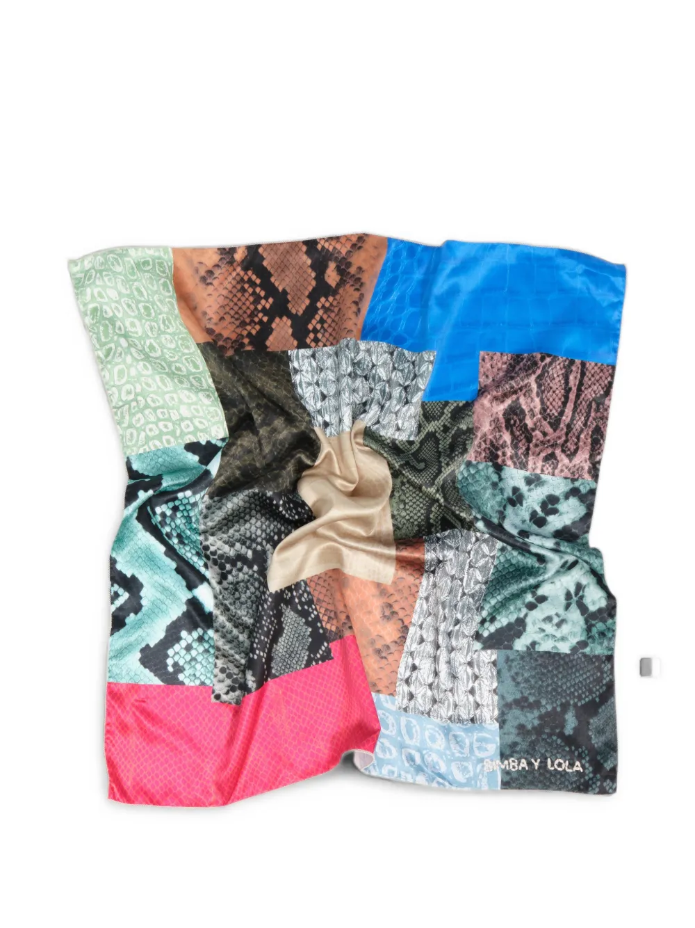 BIMBA Y LOLA Sjaal met slangen-patchwork en geometrische print Blauw