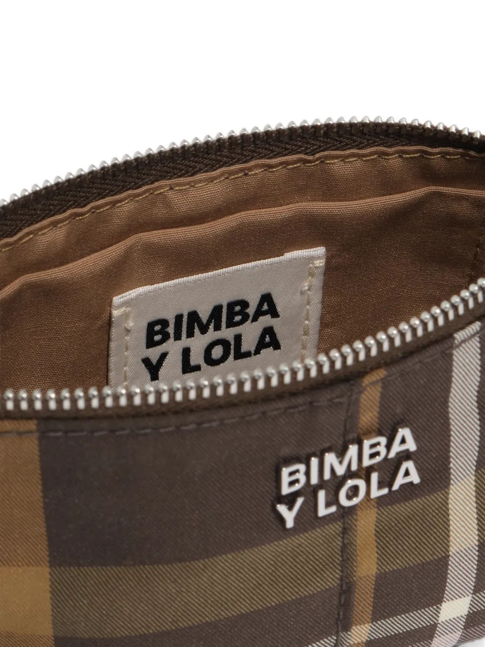 BIMBA Y LOLA Hunter portemonnee met tartan-ruit en jacquard Bruin