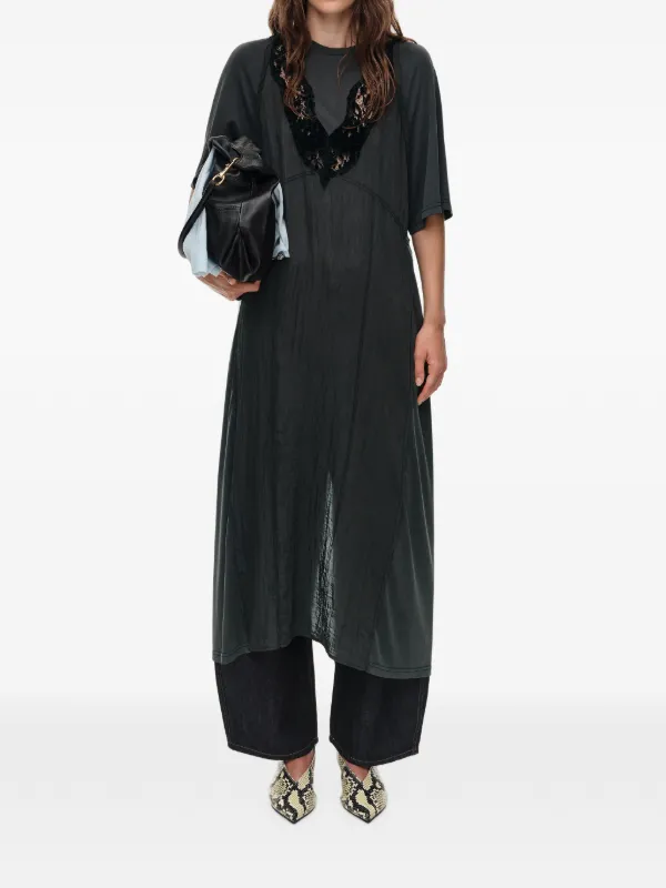 BIMBA Y LOLA Black Washed Dress With Lace Bodice | Black