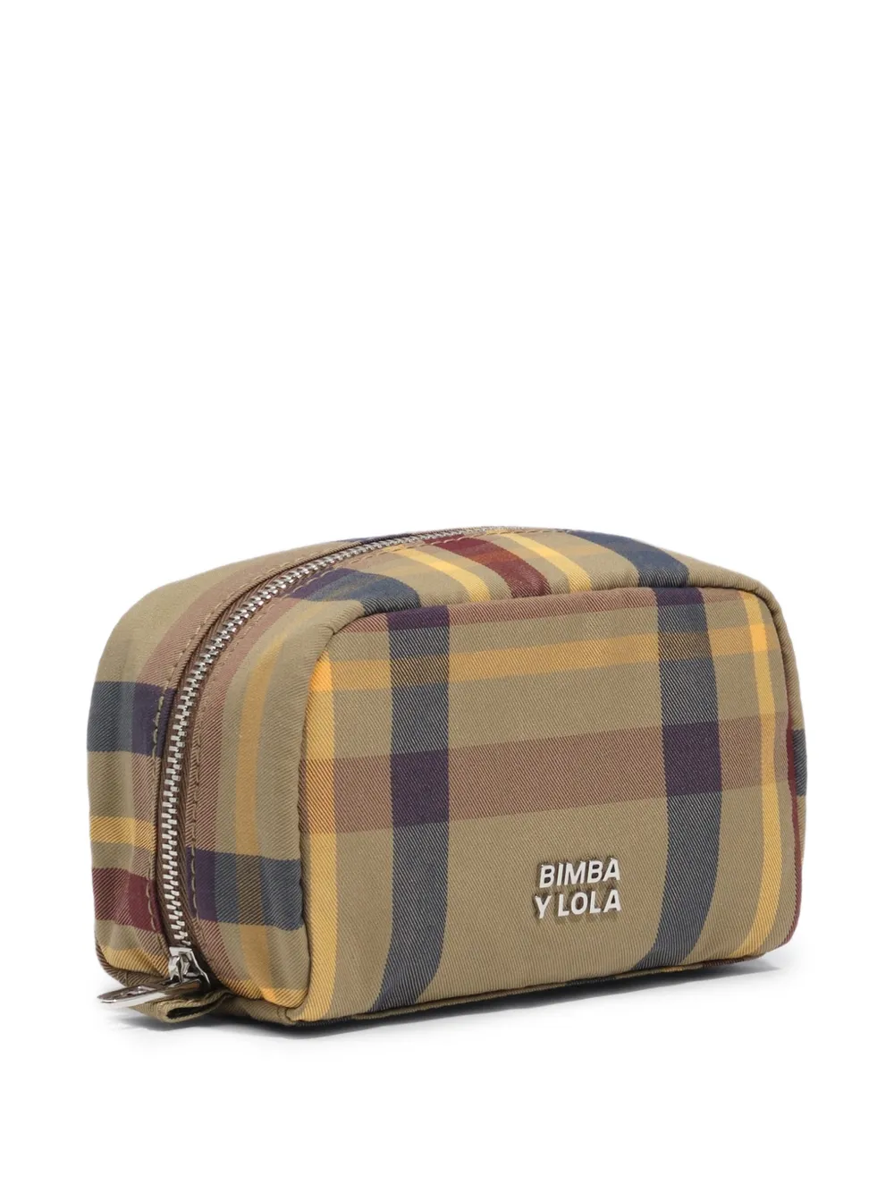 BIMBA Y LOLA khaki and garnet tartan jacquard mini make-up case - Toni neutri