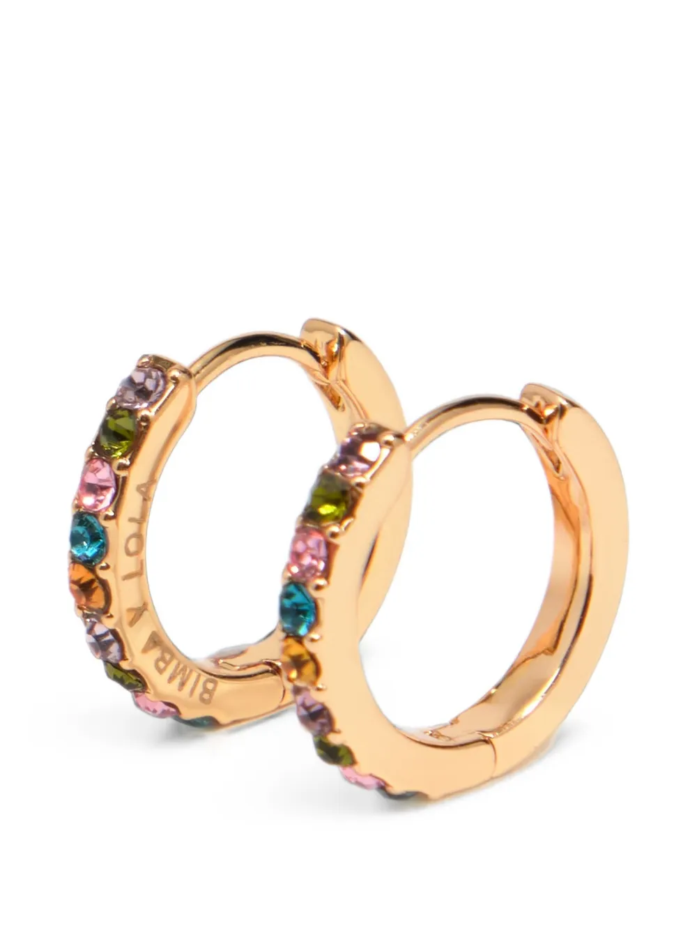 BIMBA Y LOLA Orecchini a cerchio piccoli con cristalli multicolore - Oro