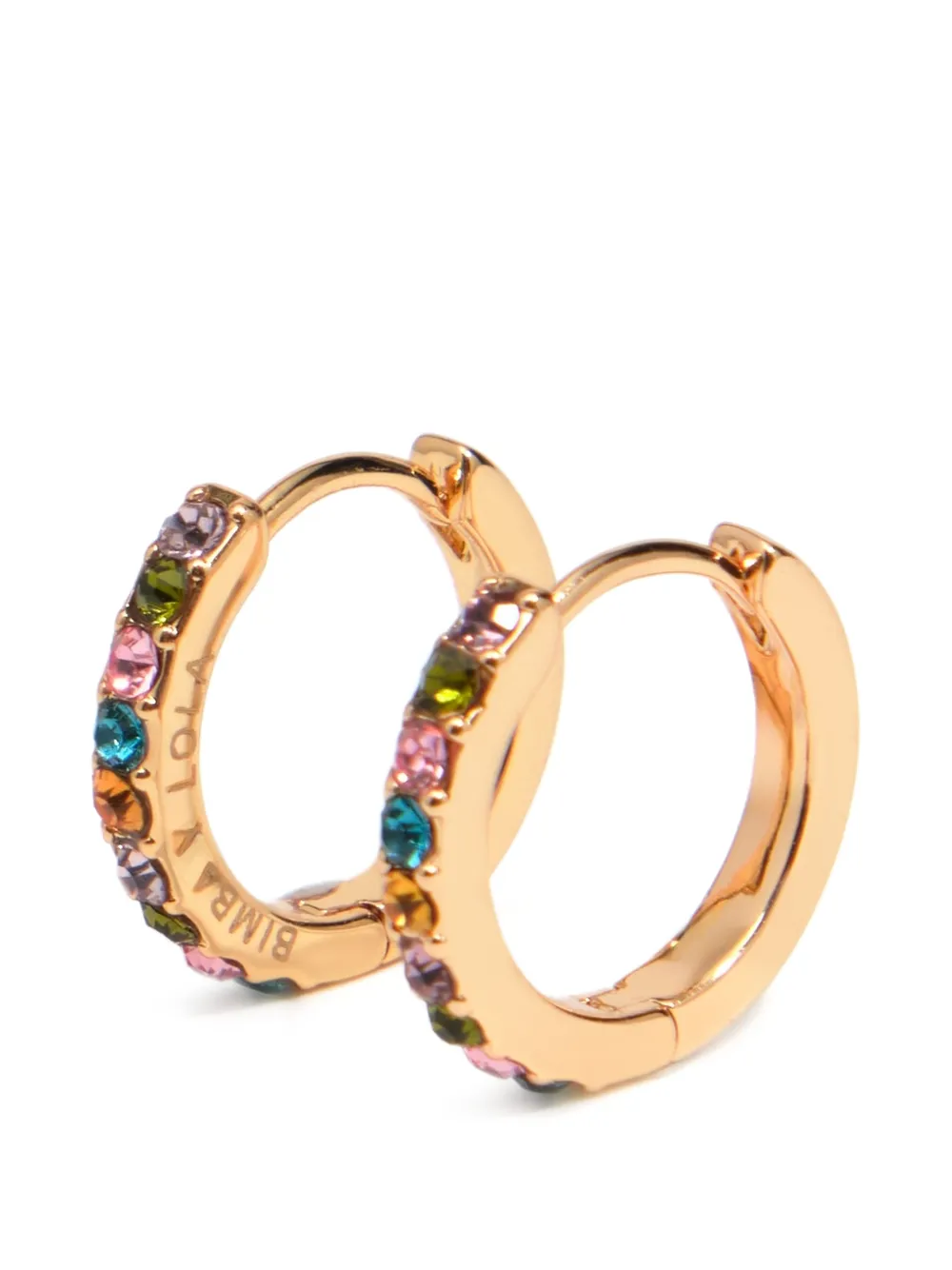BIMBA Y LOLA Orecchini a cerchio piccoli con cristalli multicolore - Oro