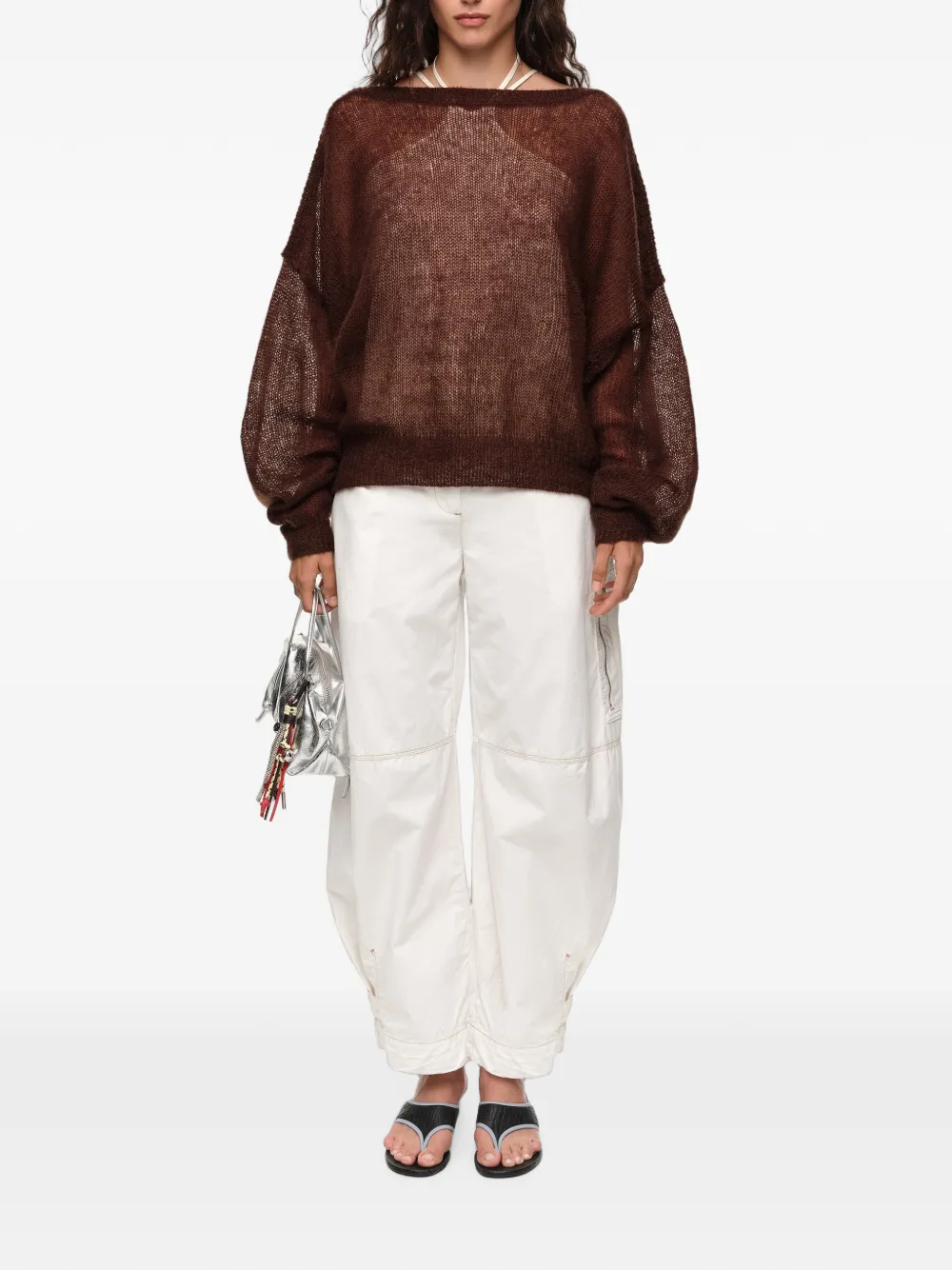 BIMBA Y LOLA Mohair trui met boothals Bruin