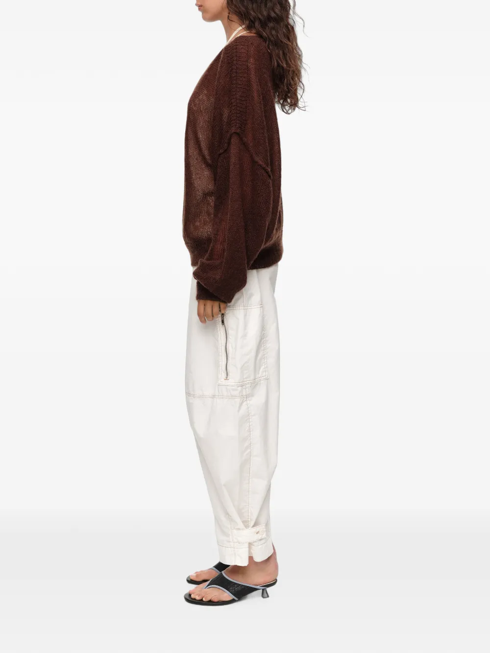 BIMBA Y LOLA Mohair trui met boothals Bruin