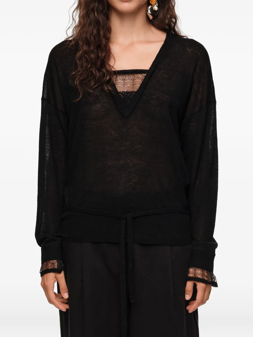 BIMBA Y LOLA Wollen trui met V-hals Zwart