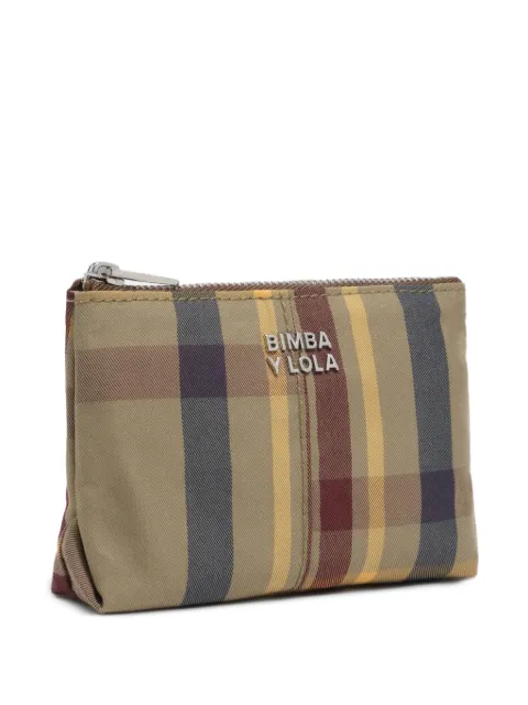BIMBA Y LOLA khaki and garnet tartan jacquard coin purse