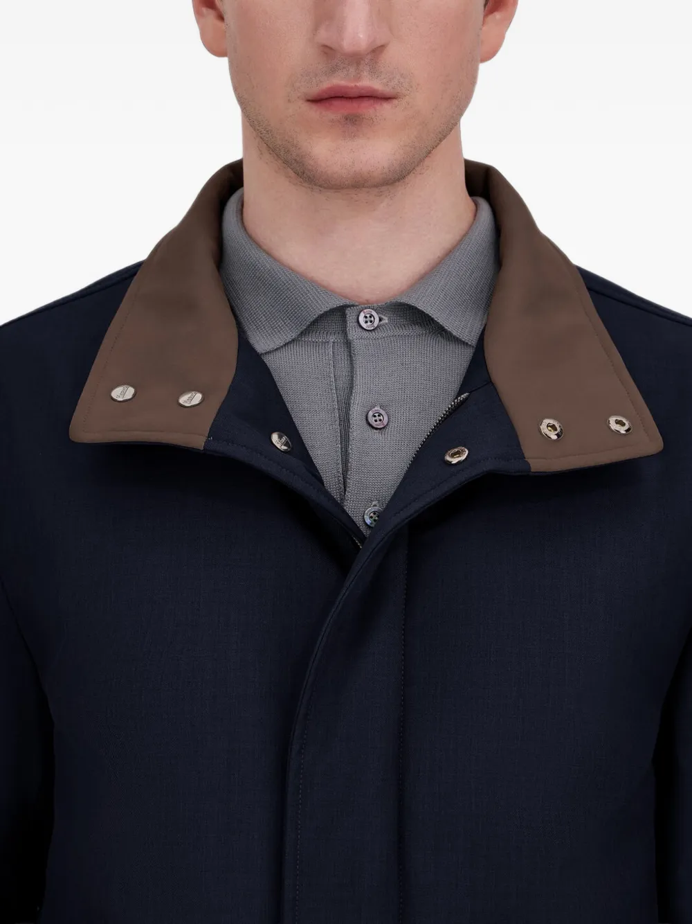 Herno Twill regenjas met hoge hals Blauw