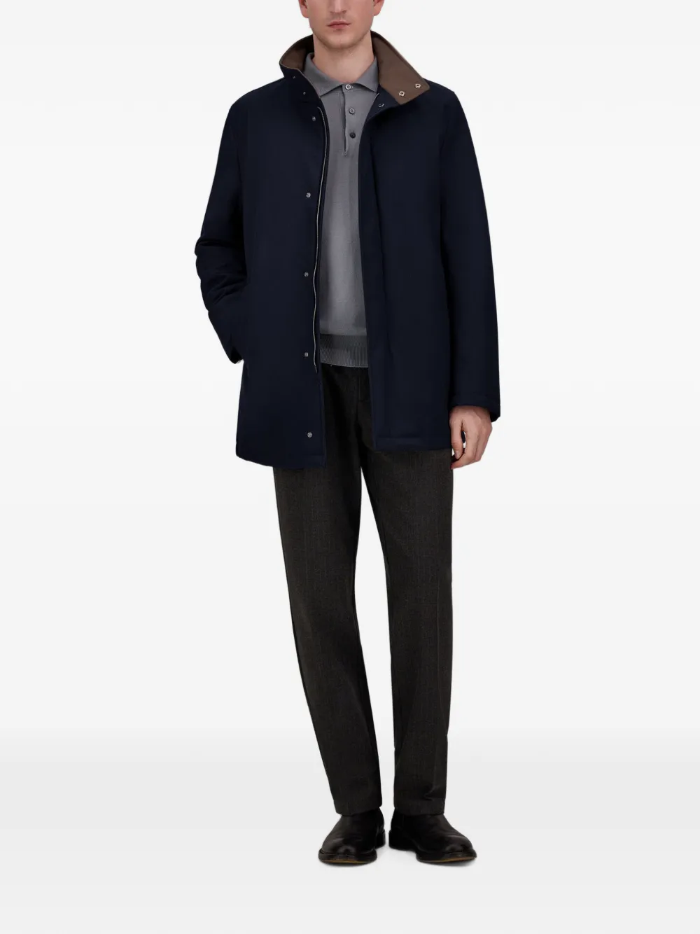 Herno Twill regenjas met hoge hals Blauw