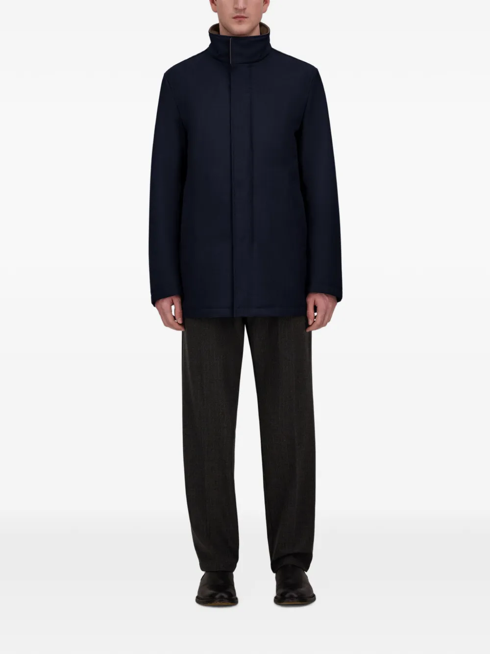 Herno Twill regenjas met hoge hals Blauw