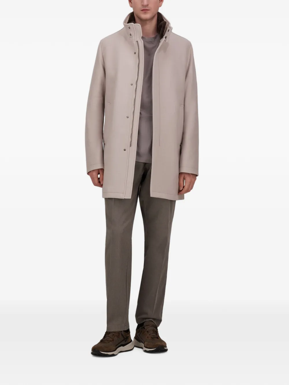 Herno Twill jas met afwerking van imitatiebont Beige