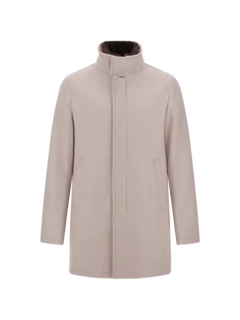Herno faux-fur-trim twill coat