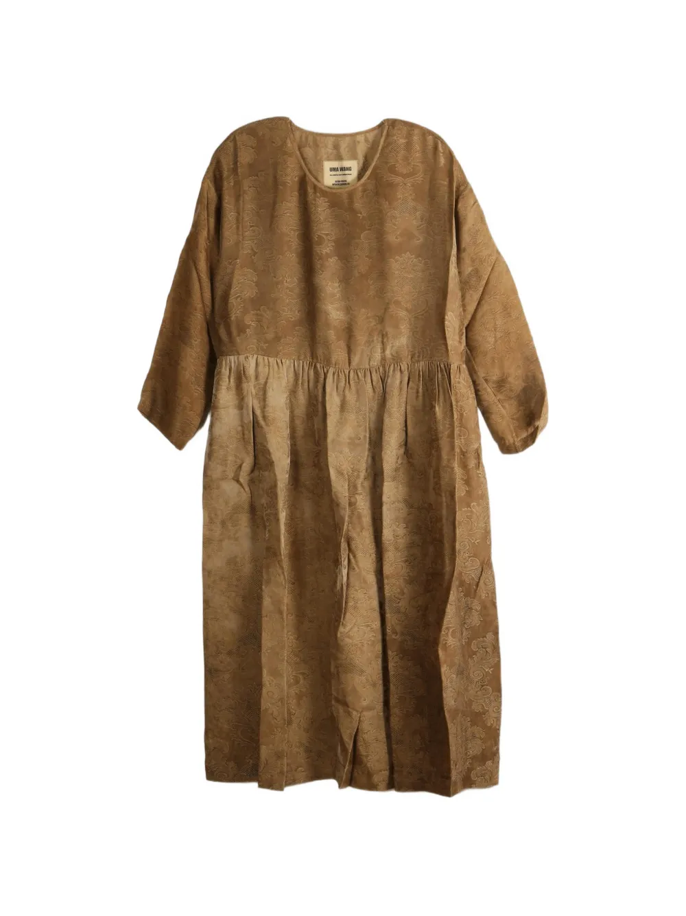 Uma Wang damask-pattern gathered maxi dress - Marrone
