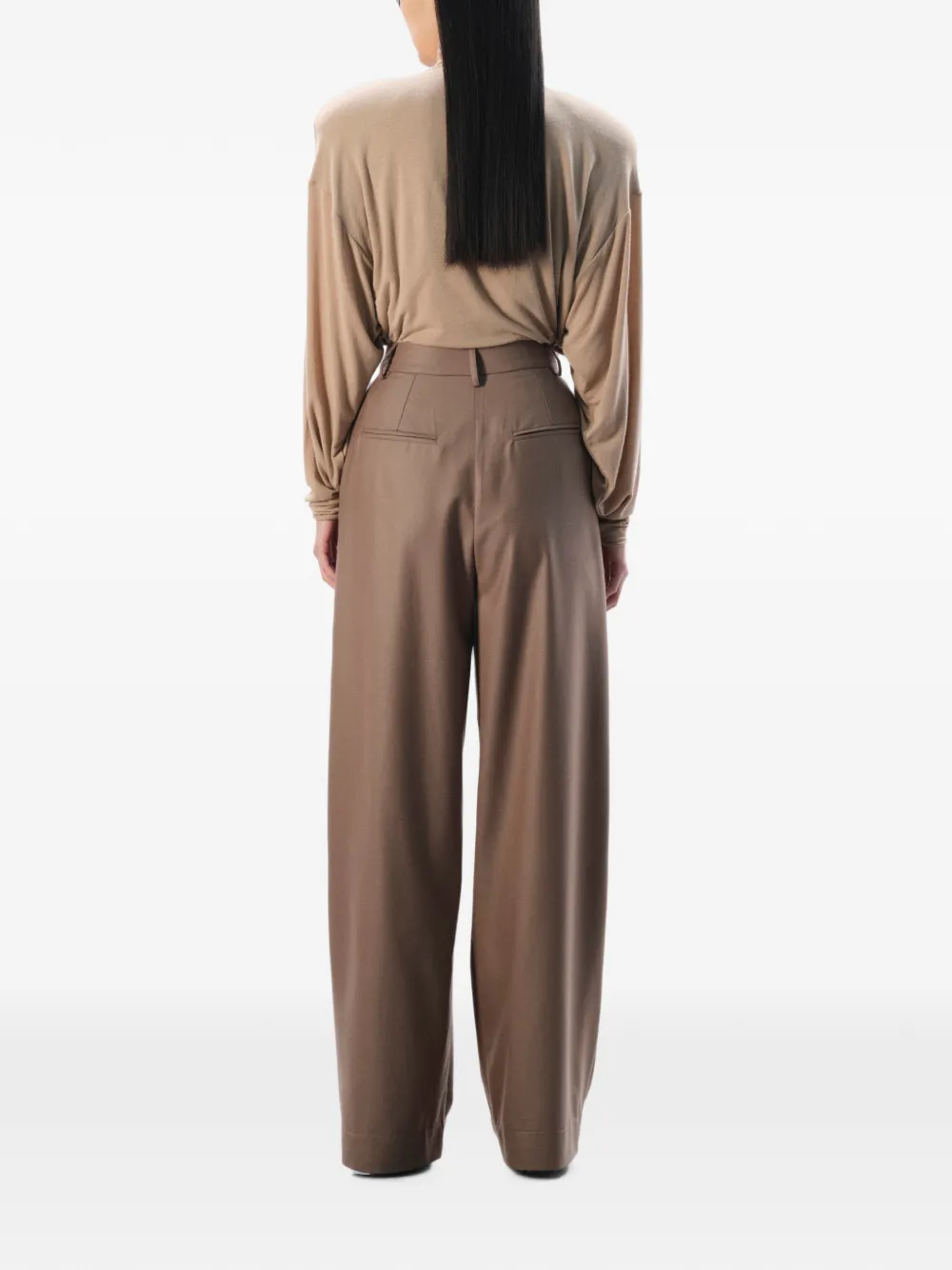 MANURÍ Romy padded-shoulder blouse Beige