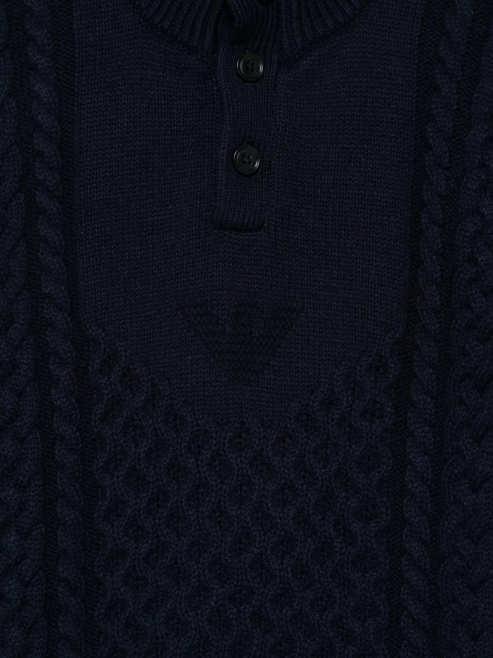 Emporio Armani Kids Kabelgebreide trui met knopen Blauw