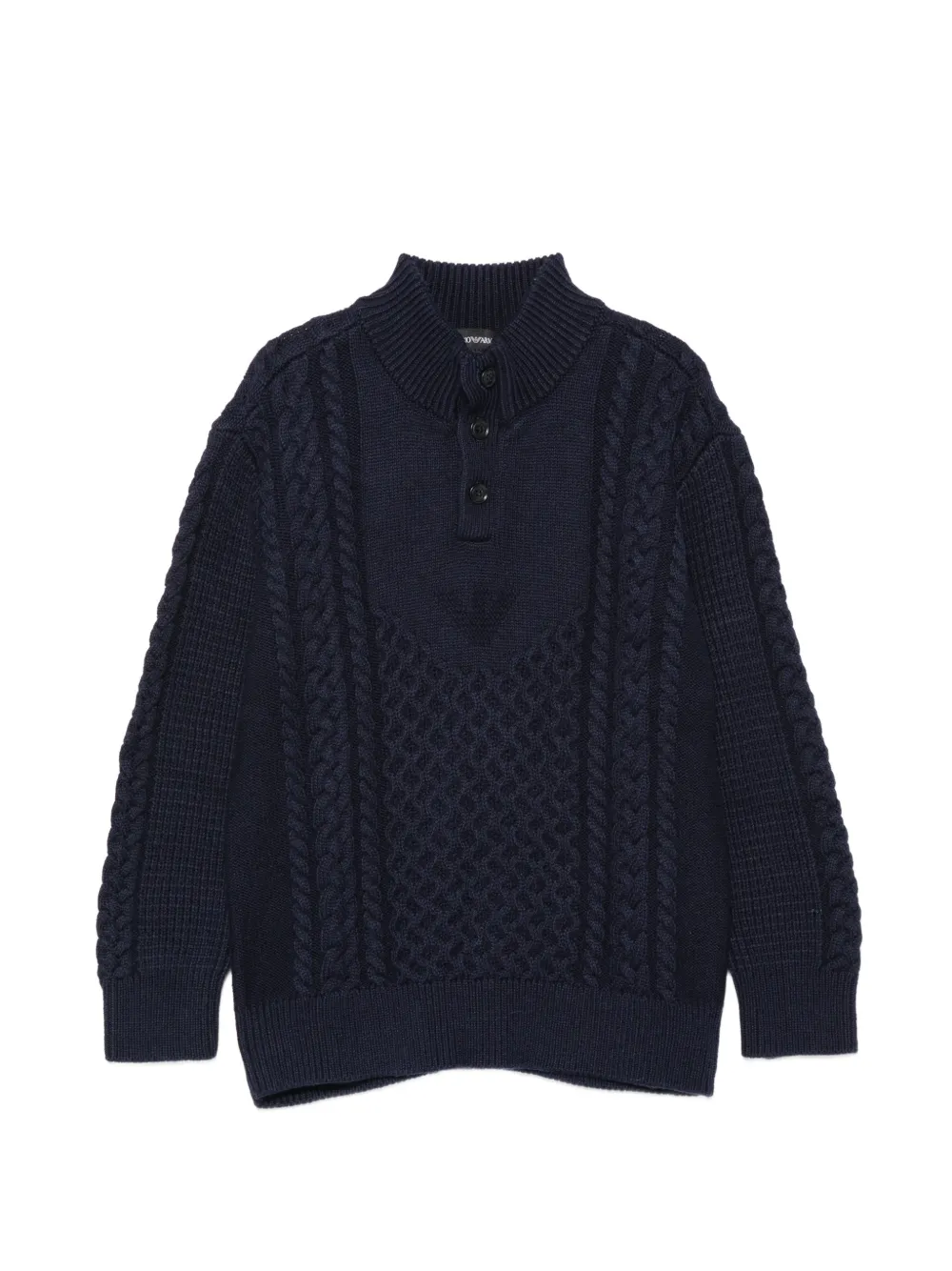 Emporio Armani Kids cable-knit button-up sweater - Blu
