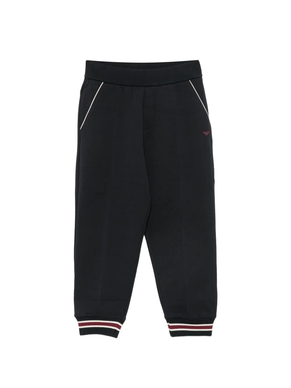 Emporio Armani Kids logo-embroidered striped-cuff track pants - Blu