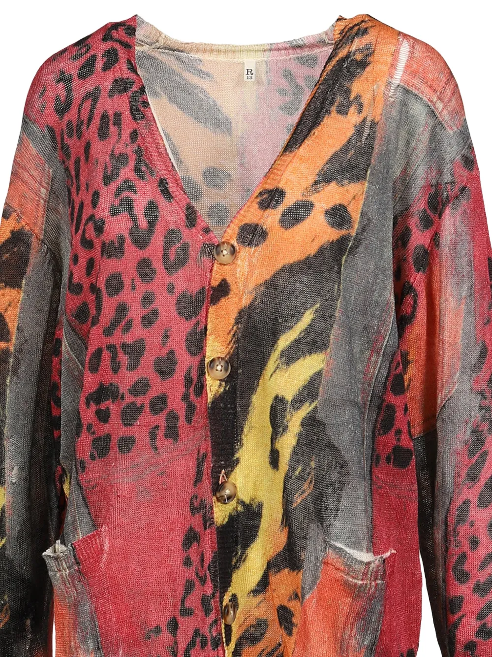 R13 Vest met luipaard-print en versleten-effect Rood