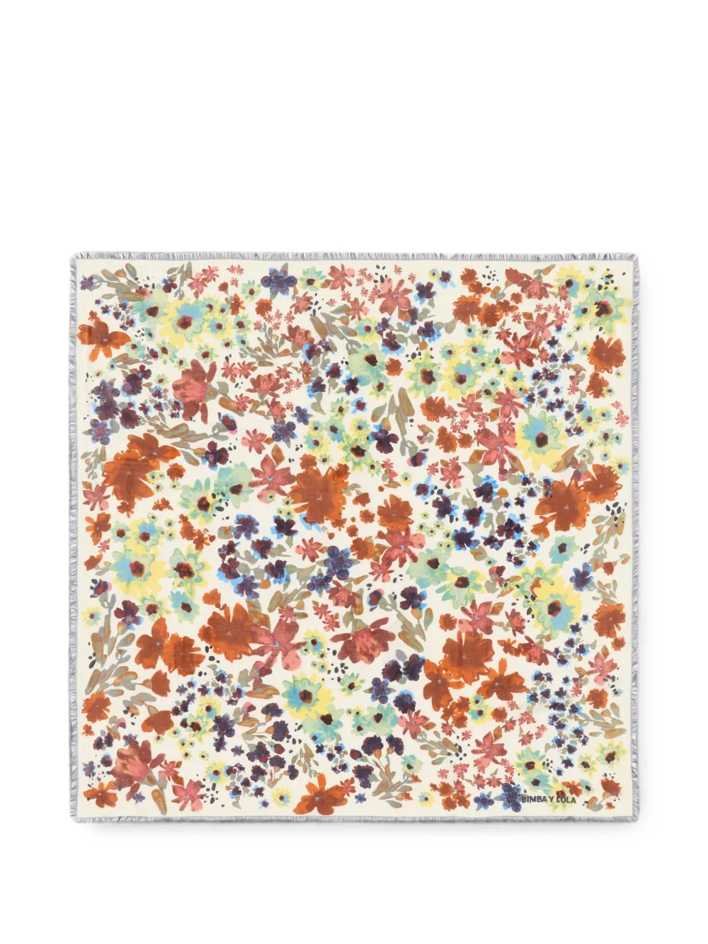 BIMBA Y LOLA Sciarpa con stampa a fiori e frange - Bianco
