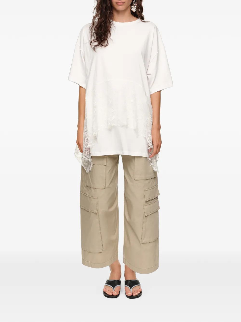 BIMBA Y LOLA T-shirt met ruches en kant Wit