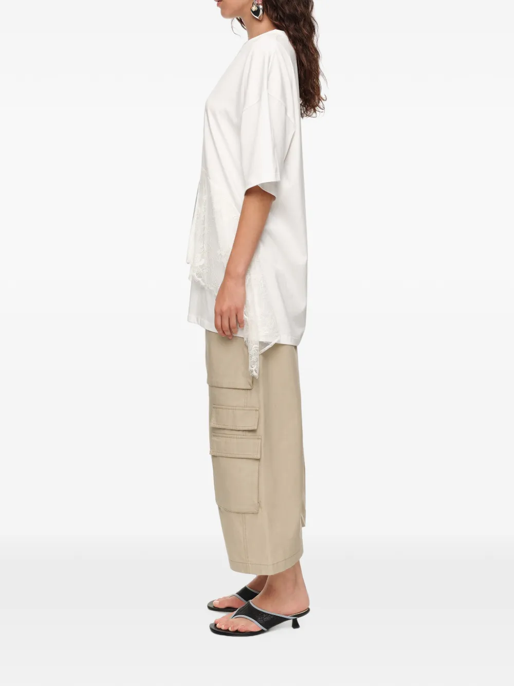 BIMBA Y LOLA T-shirt met ruches en kant Wit
