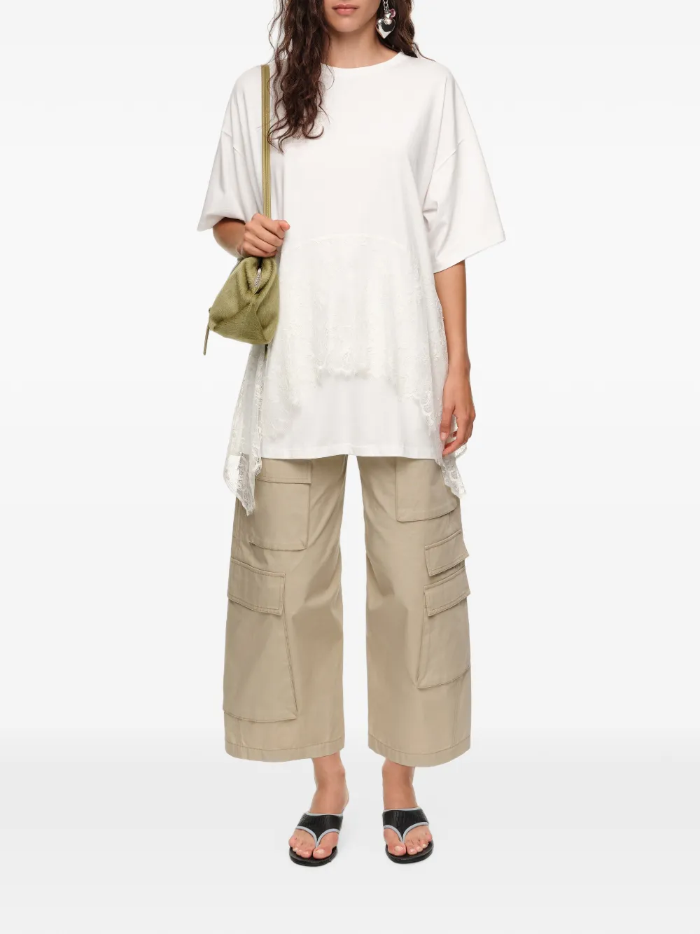 BIMBA Y LOLA T-shirt met ruches en kant Wit