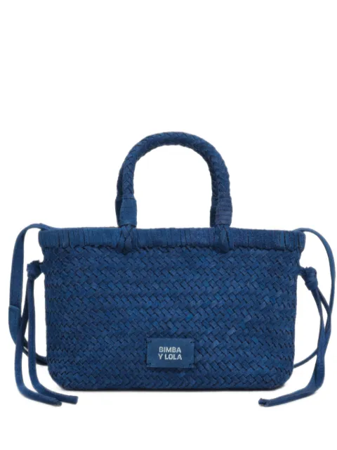 BIMBA Y LOLA petit sac à bandoulière en daim tressé bleu