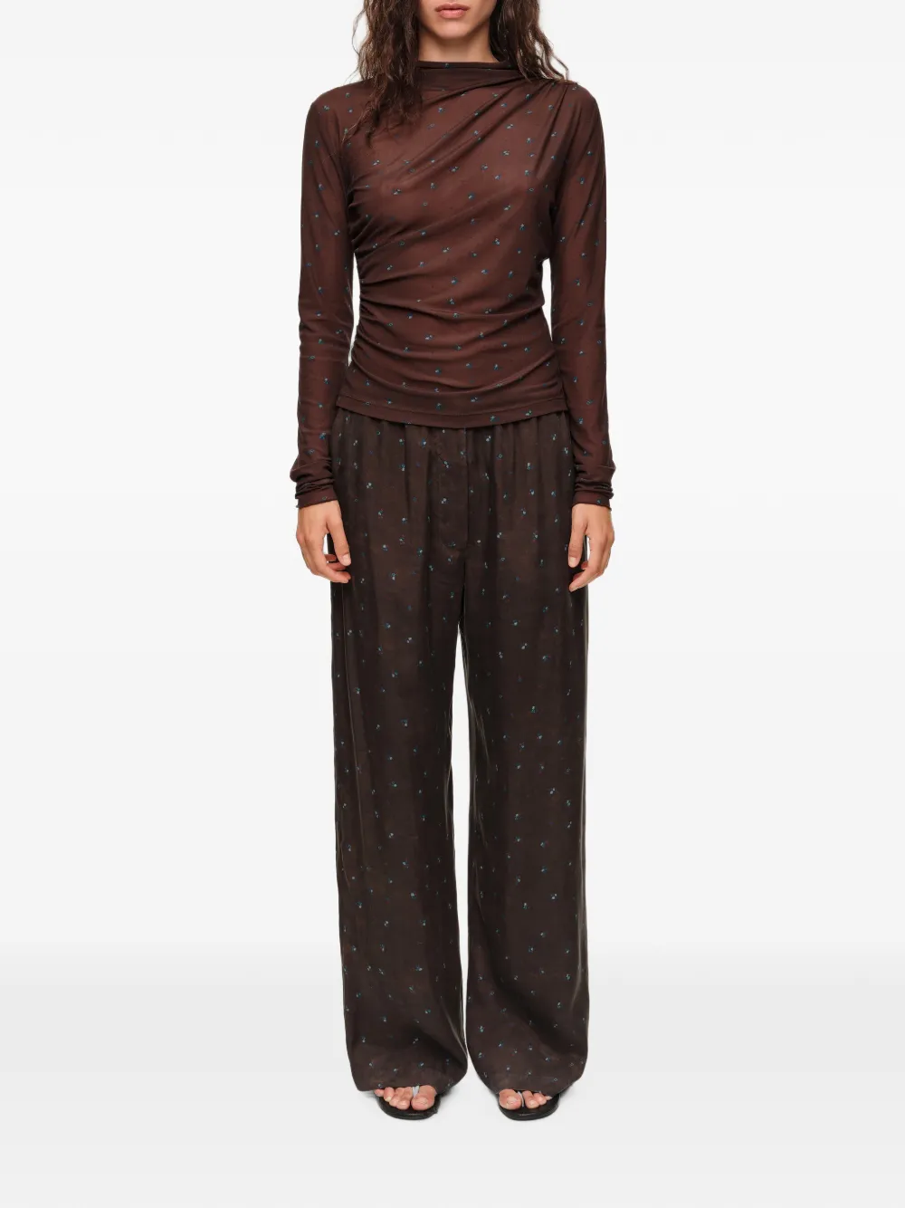 BIMBA Y LOLA Romantic Sweet broek met bloemenprint Bruin