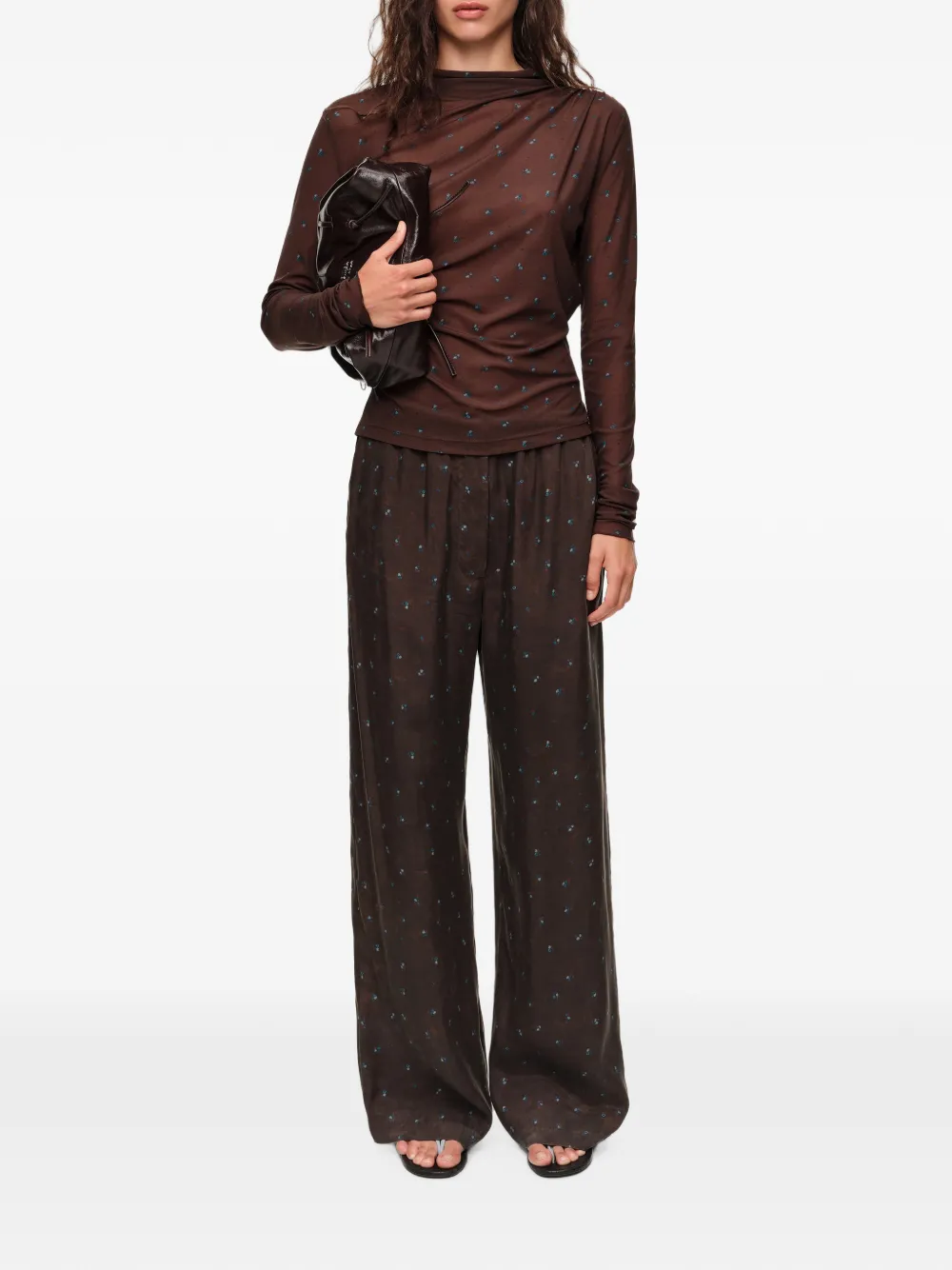 BIMBA Y LOLA Romantic Sweet broek met bloemenprint Bruin