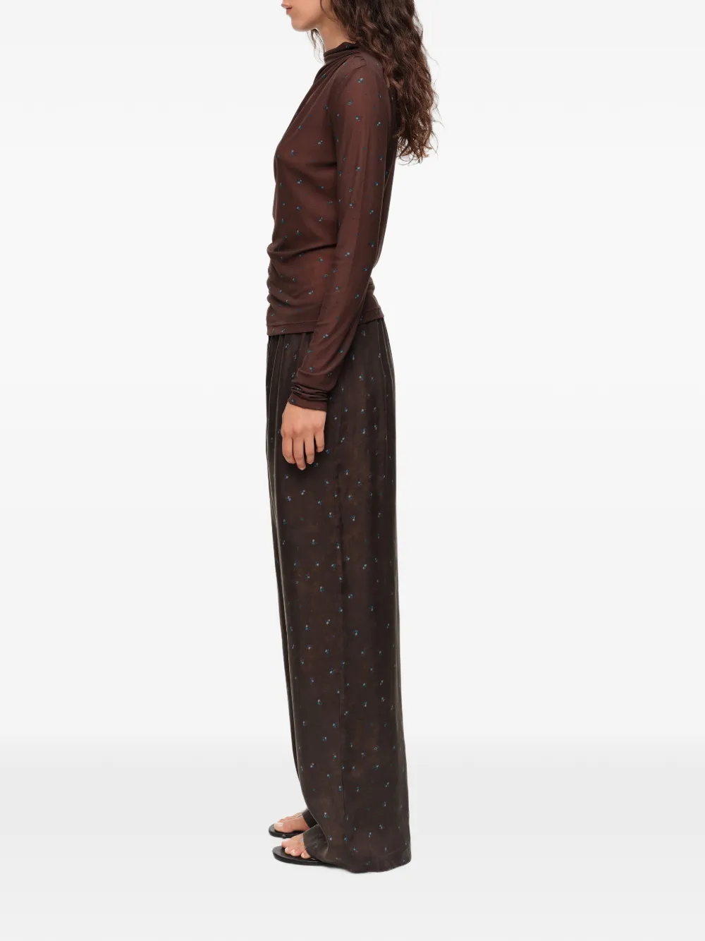 BIMBA Y LOLA Romantic Sweet broek met bloemenprint Bruin