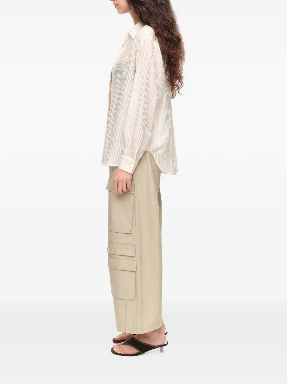 BIMBA Y LOLA ivory straight striped shirt Wit
