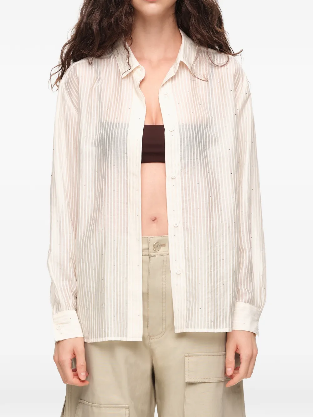BIMBA Y LOLA ivory straight striped shirt Wit