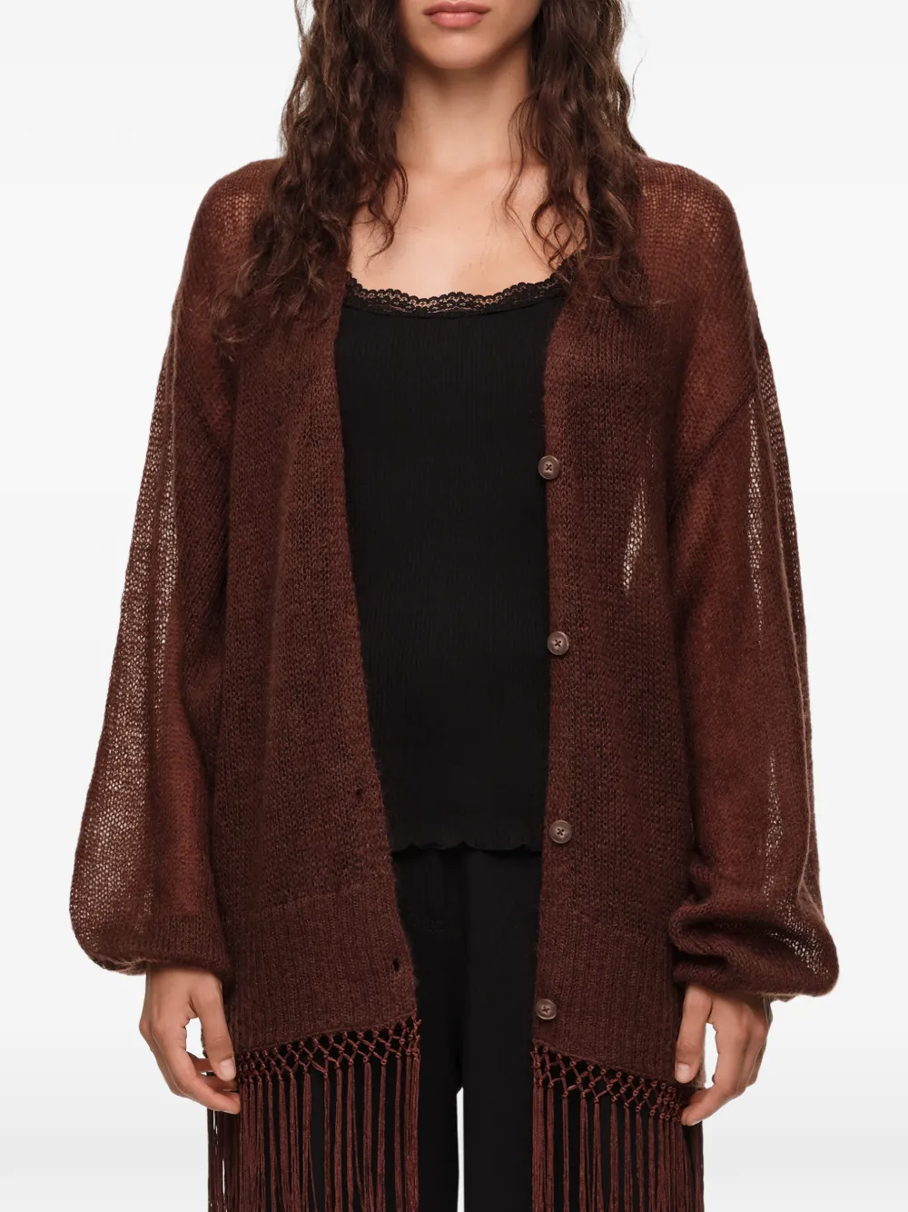BIMBA Y LOLA Vest met franje Bruin