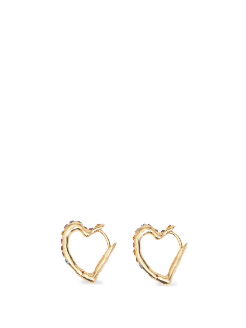 BIMBA Y LOLA multicolor crystals and textured heart hoop earrings - Gold