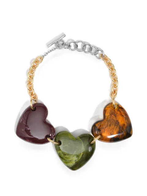 BIMBA Y LOLA amber-effect resin hearts necklace