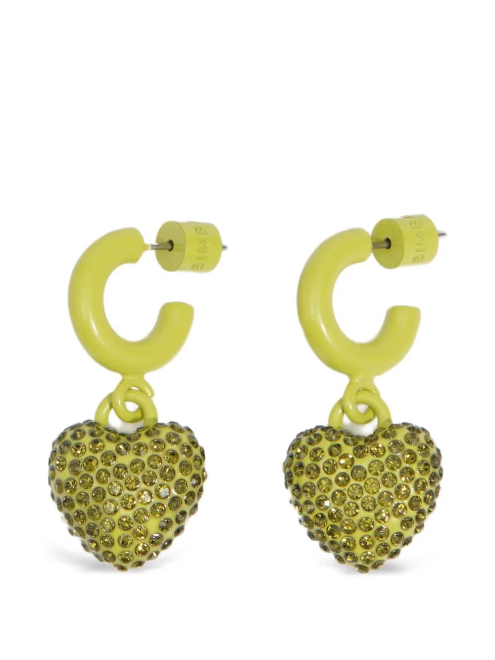 BIMBA Y LOLA créoles argentées avec cœur orné de cristaux vert citron - Jaune