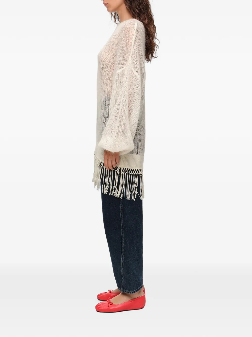 BIMBA Y LOLA Mohair trui met franje Beige