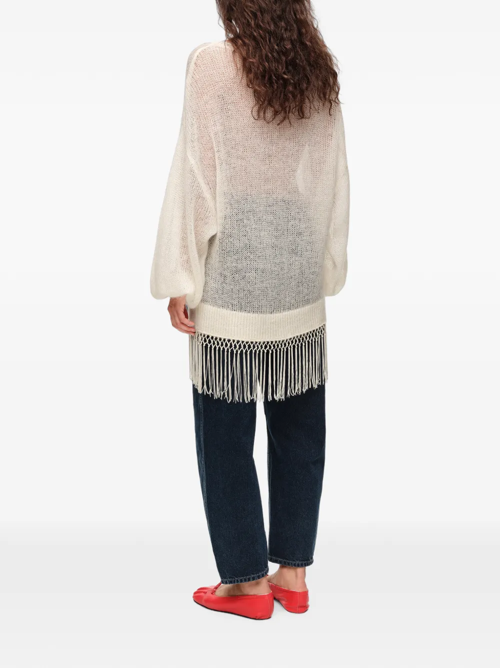 BIMBA Y LOLA Mohair trui met franje Beige