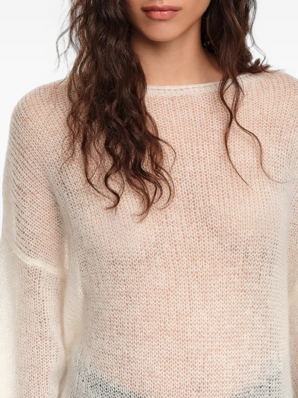 BIMBA Y LOLA Mohair trui met franje Beige