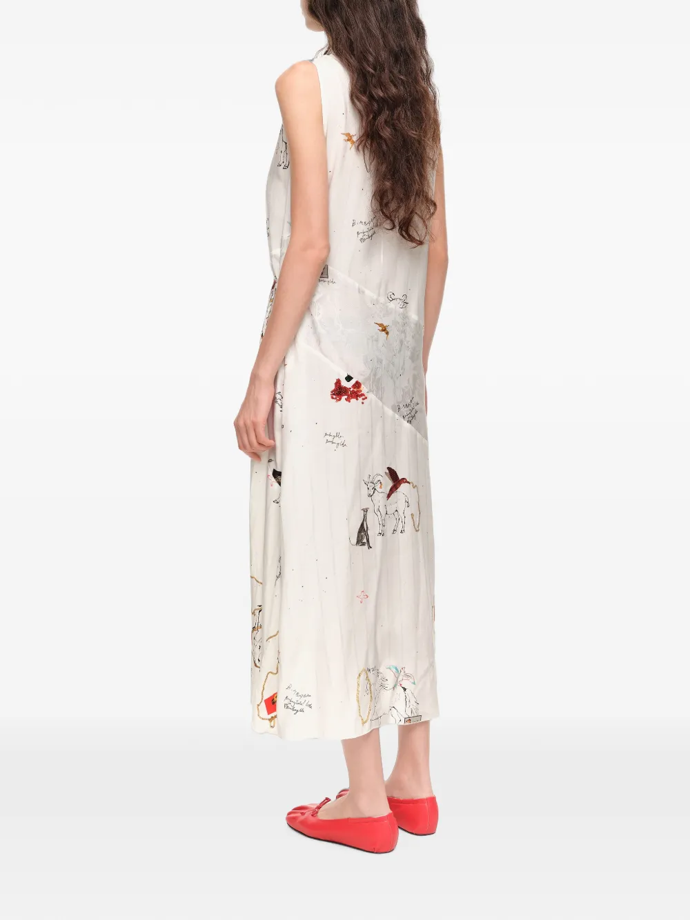 BIMBA Y LOLA Mouwloze midi-jurk met ketting Wit